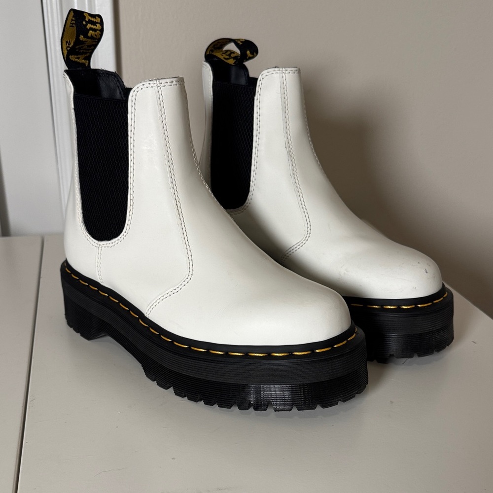 Dr. Martens 2976 QUAD White Platform Ankle Boots